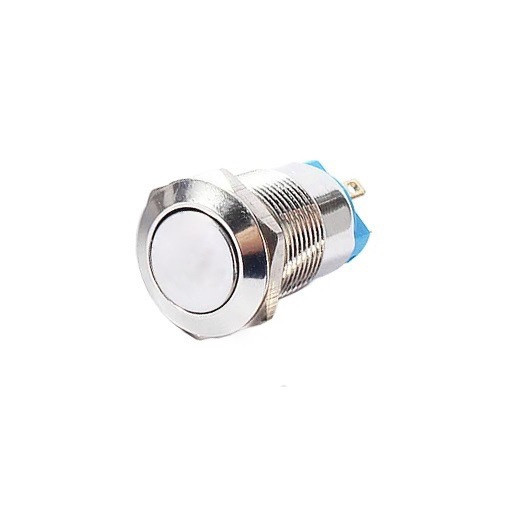 Кнопка живлення DC 12-24V 4A 12mm, підсвітка White Ring, з фіксатором, IP65, під монтаж