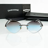 Жіночі брендові безоправні окуляри Chrome Hearts (20870) blue