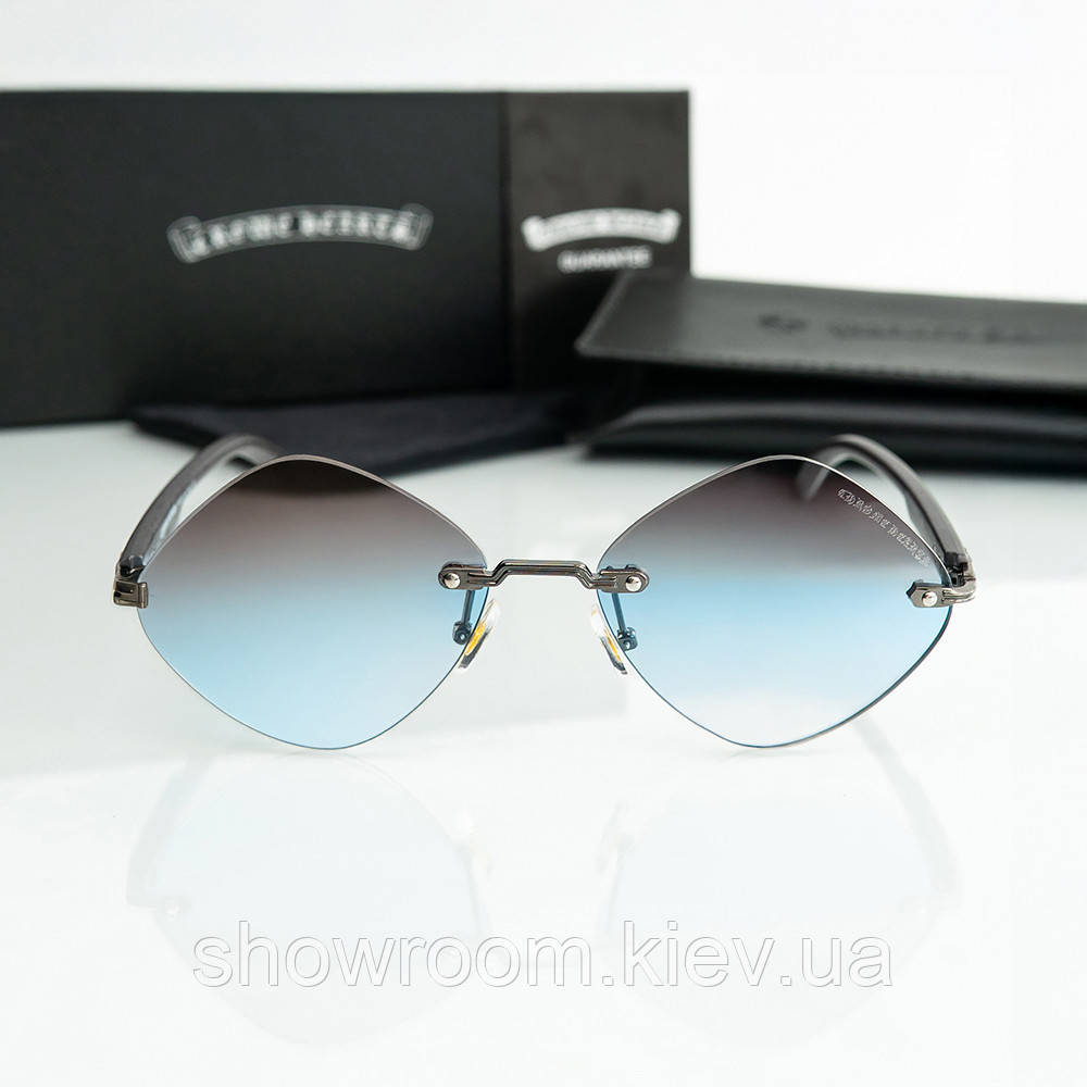 Жіночі брендові безоправні окуляри Chrome Hearts (20870) blue