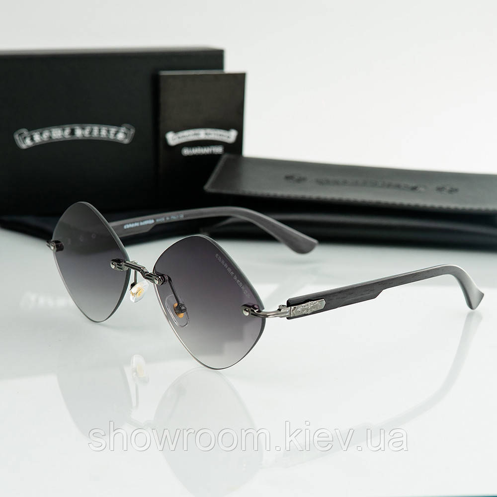 Жіночі брендові безоправні окуляри Chrome Hearts (20870) grey
