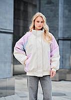 Жіноча Куртка Біла Світло-фіолетова Оверсайз Стаф Базова Staff Co Milk & Light Viola Oversize Shopingo