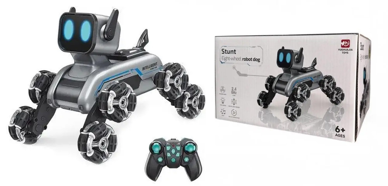 Робот собака восьмиколісний трюковий Stunt eight-wheel robot dog, робот собака на пульті керування