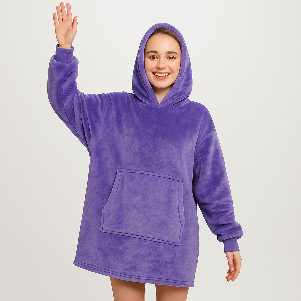 Плед толстовка з капюшоном (100х80см) HUGGLE HOODIE, Фіолетовий / Плед-худі / Оверсайз толстовка плед з капюшоном, фото 1