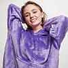 Плед толстовка з капюшоном (100х80см) HUGGLE HOODIE, Фіолетовий / Плед-худі / Оверсайз толстовка плед з капюшоном, фото 3
