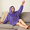 Плед толстовка з капюшоном (100х80см) HUGGLE HOODIE, Фіолетовий / Плед-худі / Оверсайз толстовка плед з капюшоном, фото 6