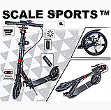 🖤Самокат двоколісний Scooter Scale Sports SS-12, ліхтарик, дзвіночок, ремінь, підсклянник Чорний, фото 4
