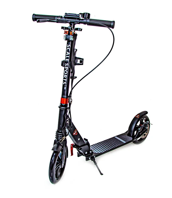 🖤Самокат двоколісний Scooter Scale Sports SS-12, ліхтарик, дзвіночок, ремінь, підсклянник Чорний, фото 1