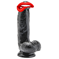 Реалістичний фалоїмітатор із мошокою на присоску, 15 см х 4 см (чорний), Get Real ToyJoy Нідерланди