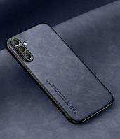 Кожаный чехол XnE Samsung Galaxy S24 FE S721 с металлической вставкой Blue