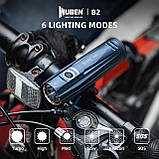 Вело фара WUBEN B2 + задній ліхтар (1300LM, 280 метрів, ip68, USB-C, 21700), фото 3