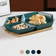 Менажниця на дерев'яній підставці 4 предмети в наборі Sweet Тарілка менажниця для подавання страв