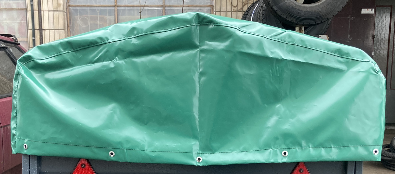 Тент брезент автомобільний причеп Лев Дніпро Бобер Креон розмір по бортах 1300 на 1800мм зелений ПВХ Фура