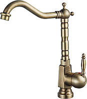 Змішувач для кухонної мийки Yagjia Antik Messing Високий одноважільний кухонний кран у ретростилі