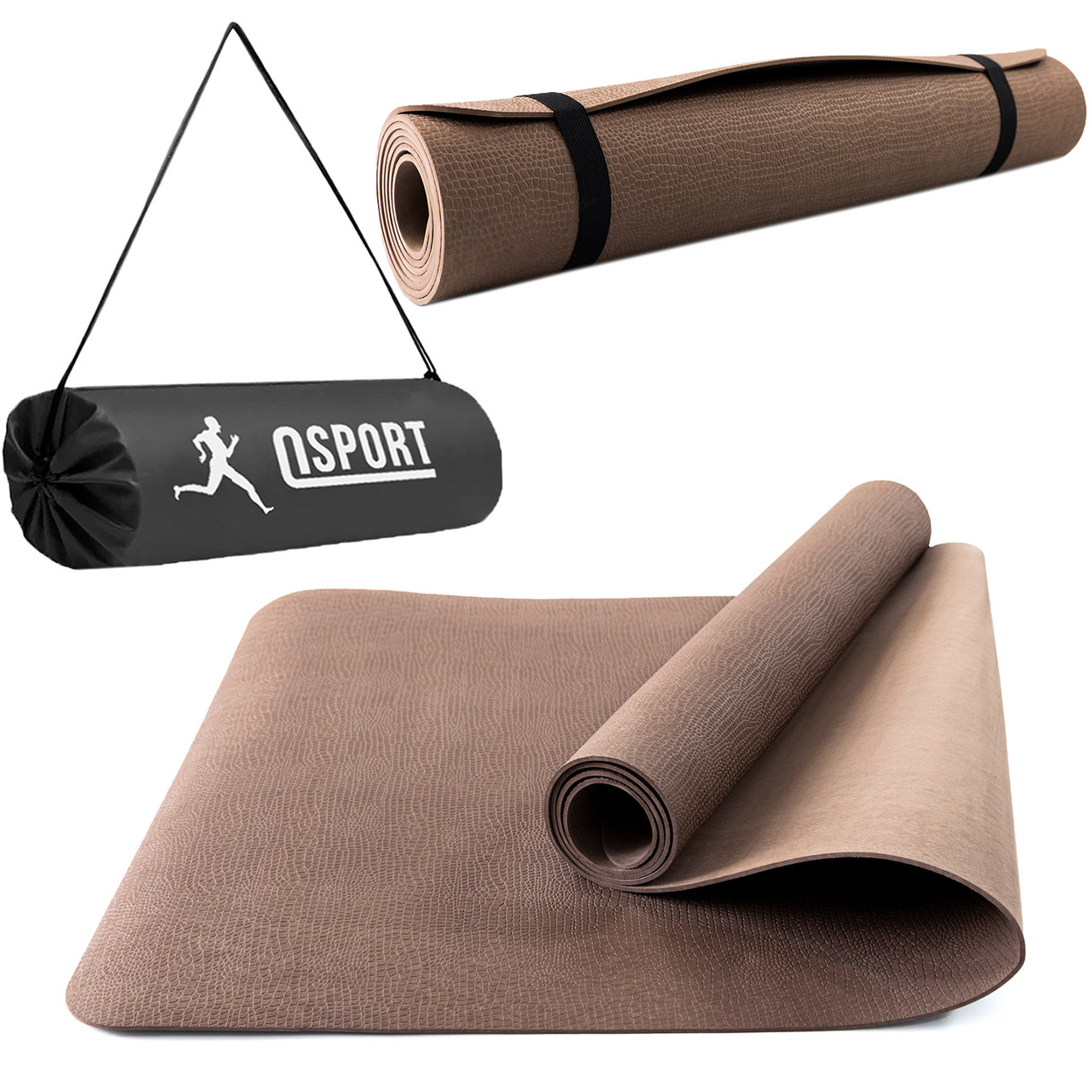 Килимок для йоги та фітнесу + чохол (йога мат, каремат спортивний) OSPORT Yoga Pro 3мм (OF-0089) Коричневий