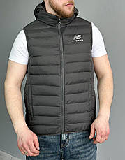 Жилетка чоловіча New Balance спортивна чорна великі розміри, Чоловічий жилет Нью Баланс із капюшоном батал, фото 4