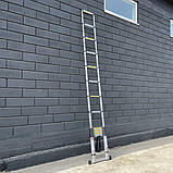 Драбина телескопічна алюмиінієва 6 метрів на 16 сходинок висувна, фото 2