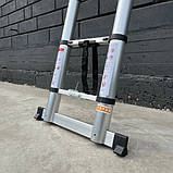 Драбина телескопічна алюмиінієва 6 метрів на 16 сходинок висувна, фото 6