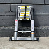 Драбина телескопічна алюмиінієва 6 метрів на 16 сходинок висувна, фото 7