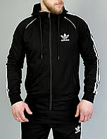 Спортивный костюм Adidas демисезонный мужской спорт костюм Адидас с капюшоном черный fms