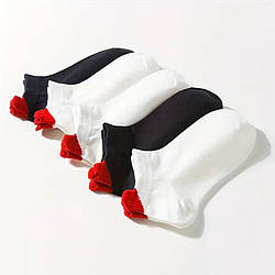 Шкарпетки низькі жіночі 2 пари чорні та білі з серцем 35-38р