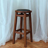 Високий дерев'яний ПАб Комфорт з м'яким сидінням зі шкірозамінника Вільха 75 см, фото 2