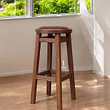 Високий дерев'яний ПАб Комфорт з м'яким сидінням зі шкірозамінника Вільха 75 см, фото 7