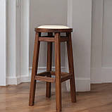 Високий дерев'яний ПАб Комфорт з м'яким сидінням зі шкірозамінника Вільха 75 см, фото 8