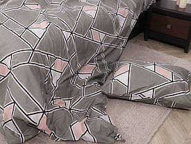 Двоспальний набір із геометричним принтом постільної білизни 180*220 з Бязі Gold сірий бавовняний, Черешенька™, фото 4