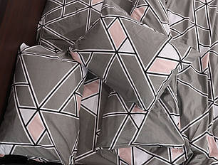 Двоспальний набір із геометричним принтом постільної білизни 180*220 з Бязі Gold сірий бавовняний, Черешенька™, фото 2