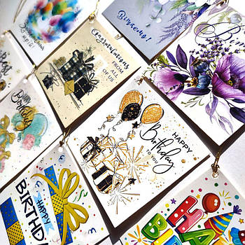 Міні-листівки бирки 8×8 см (набір 50 шт) зі шнурочком