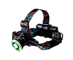 Налобний акумуляторний ліхтар Headlamp HL2-1006 на голову T6 + COB-ліхтарик для риболовлі 2 х 18650 zoom зум
