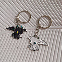 Набір брелоків для ключів або рюкзака Беззубик та Денна Фурія