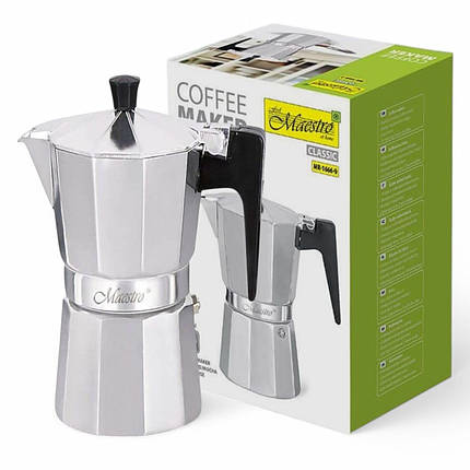 Гейзерна кавоварка Maestro MR 1666-9A 9cups Espresso алюмінієва 450 мл, фото 1