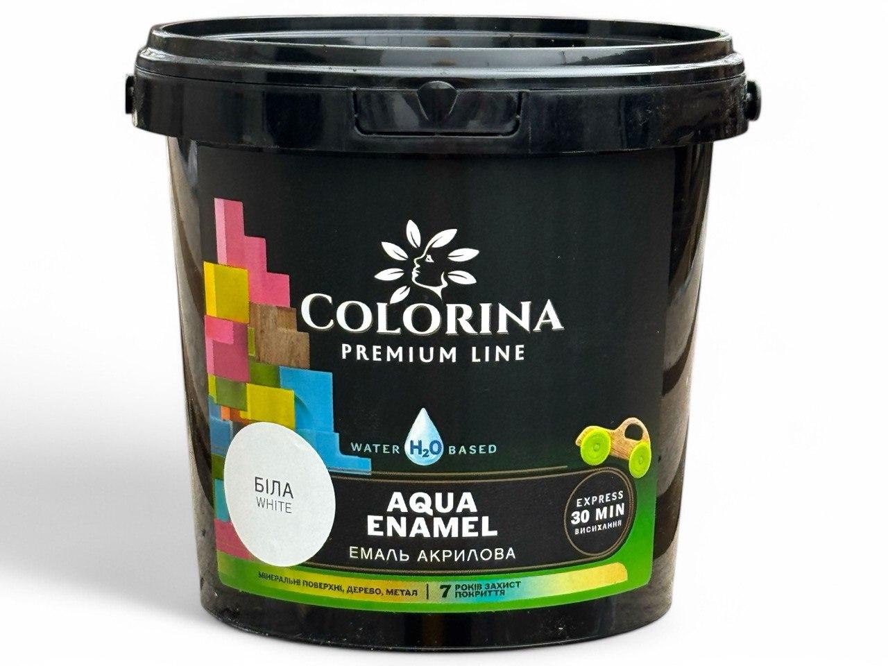 Акрилова фарба без запаху Colorina AQUA ENAMEL 0,9 л біла глянець