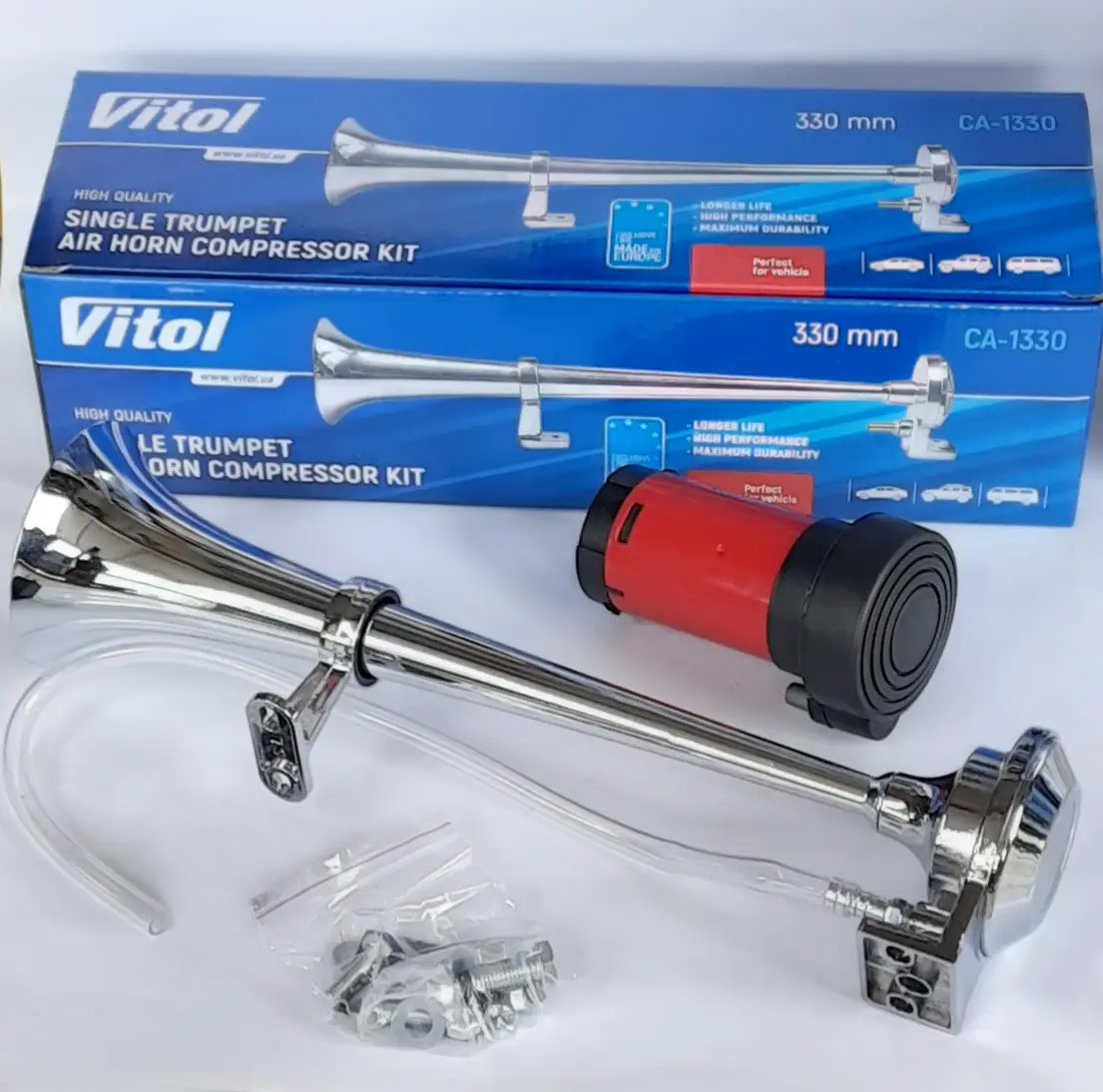 Сигнал звуковий повітряний "дудка" 330 мм (Elephant) Vitol CA-1330 24v