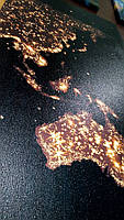 Картина модульна на полотні Нічна карта світу Континенти вночі 90х60 з 3х частин, фото 3