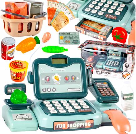 Іграшкова каса для дітей з аксесуарами та продуктами для гри, фото 1