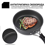 Набір туристичного посуду Solve KT6010401 Котелок чайник сковорода + аксесуари Похідний посуд 6 в 1, фото 4