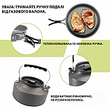 Набір туристичного посуду Solve KT6010401 Котелок сковорода чайник + аксесуари Похідний посуд 6 в 1 solve, фото 6