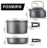 Набір туристичного посуду Solve KT6010401 Котелок сковорода чайник + аксесуари Похідний посуд 6 в 1 solve, фото 7