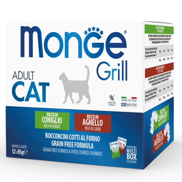 Набір вологих кормів для собак Monge Dog GRILL MIX, 2 смаки: ягня та кролик 12шт*100 гр