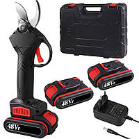 Секатор аккумуляторный + 2 аккумулятора 48В в кейсе / Ножницы садовые / Секатор электрический
