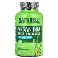 ДГК Омега-3 з водоростей для веганів NATURELO (Vegan DHA Omega-3 from Algae) 800 мг 60 капсул