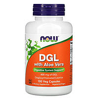 Корінь солодки з алое вера Now Foods (DGL with Aloe Vera) 400 мг 100 вегетаріанських капсул