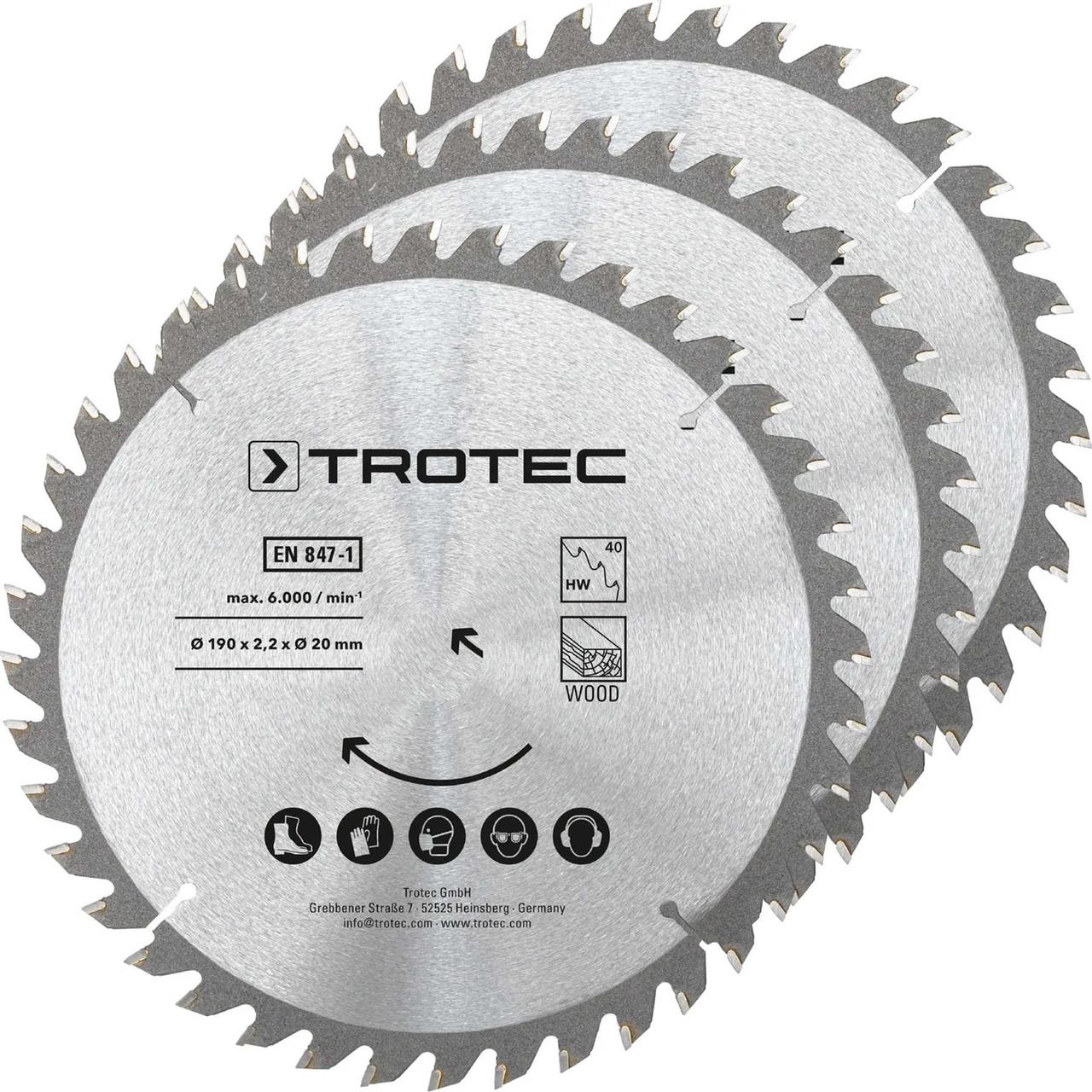 Диск пиляльний Trotec 190х20х2,2 HW40 Wood (3 шт) (6215001331)