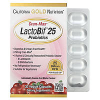 Пробіотики з журавлиною California Gold Nutrition (LactoBif Cran-Max) 25 млрд КОЕ 30 рослинних капсул