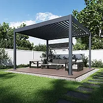 Електрична терасна пергола 3,6x4 м зі світлодіодним підсвічуванням Gutroof антрацит, фото 5