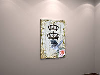Картина винтажная на холсте виктариажный стиль корона розы 60х40