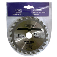 Диск по дереву FEITENG Ø125мм 24 зуби 22,23мм із твердосплав. напайками (клас В), Диск пильний по дереву