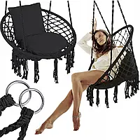 Крісло підвісне EHockers Togo Чорний Висяче крісло гойдалка Гамак круглий підвісний Домашнє підвісне крісло